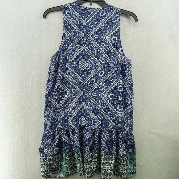 Lovers + Friends Mini Dress Women's Sz S  Blue Green Sleeveless Geometric Boho - Picture 3 of 11